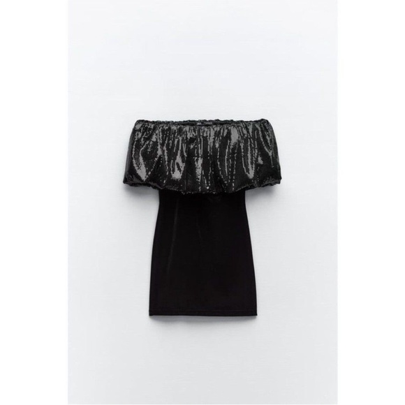 ZARA VELVET SEQUIN MINI DRESS - Picture 1 of 6